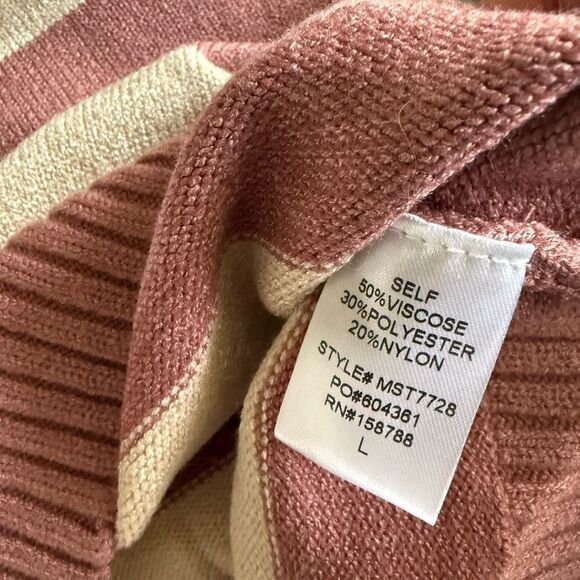 Mable Striped Beige and Mauve Women's Sweater Size L - Picture 4 of 7